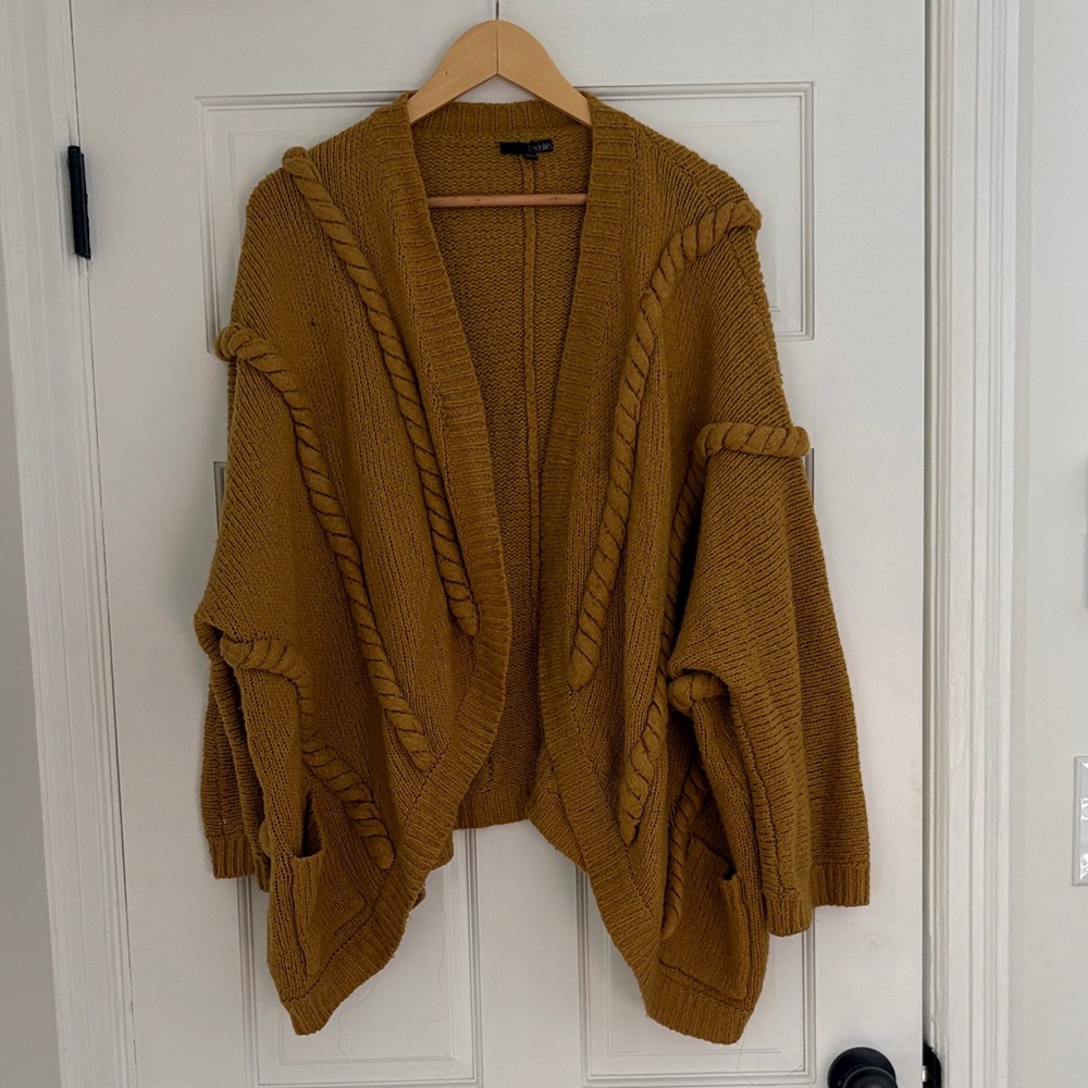 Urban Outfitters Ladakh Mustard Yellow Chunky Cable Knit  Cocoon Cardigan S/M